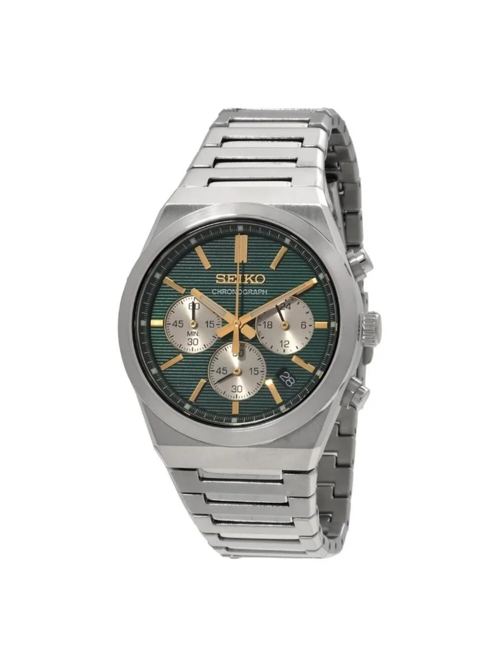NWT Seiko Sport Chronograph Quartz Green Dial Men's Watch